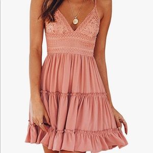 Pink v-neck tie back flowy dress from amazon